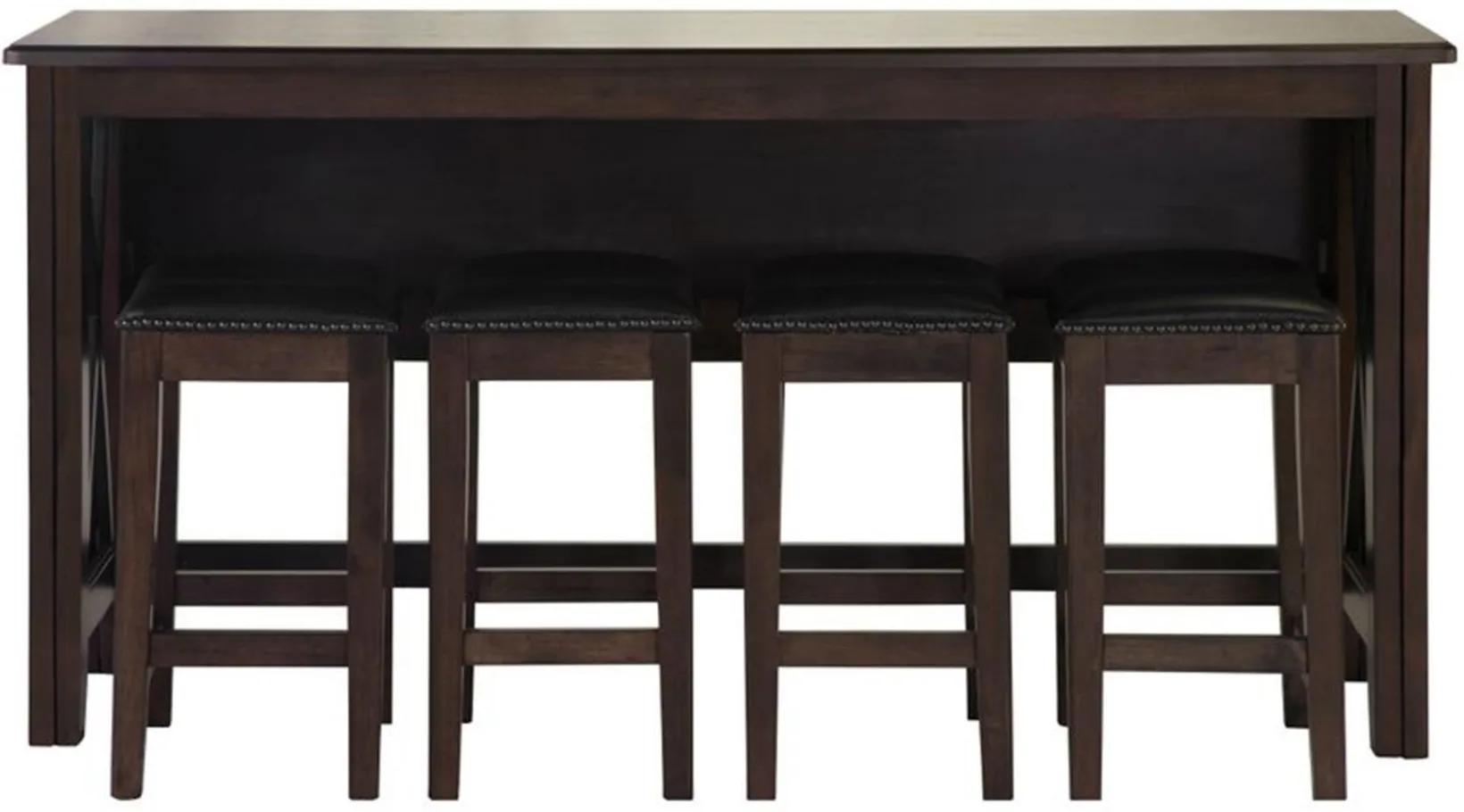 Carmina Counter Height Drop Leaf Table with 4 stools in Brown by Bernards Furniture Group