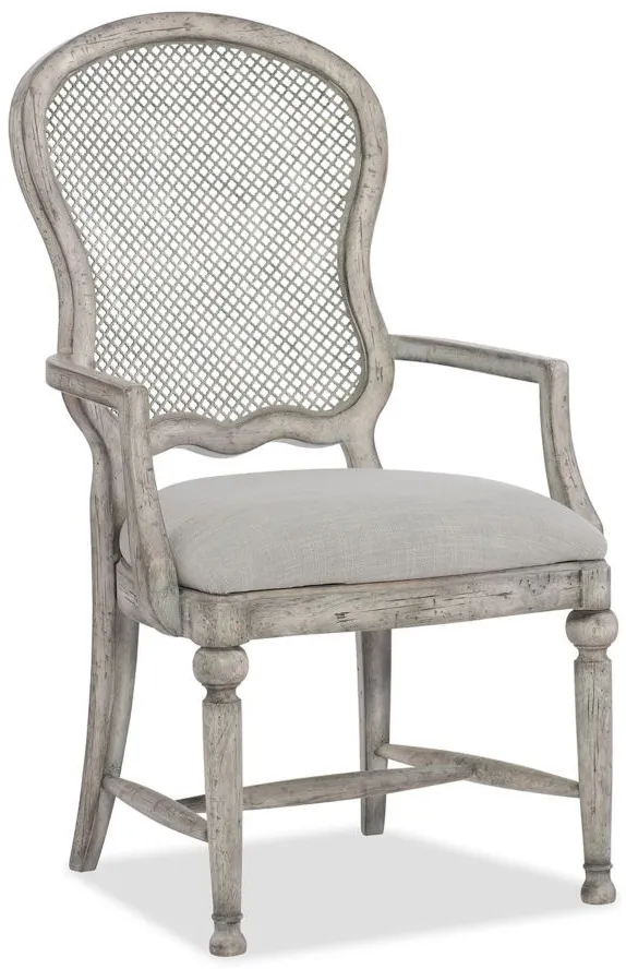 Boheme Gaston Metal Back Arm Chair - Set of 2 in White, Cream, Beige by Hooker Furniture