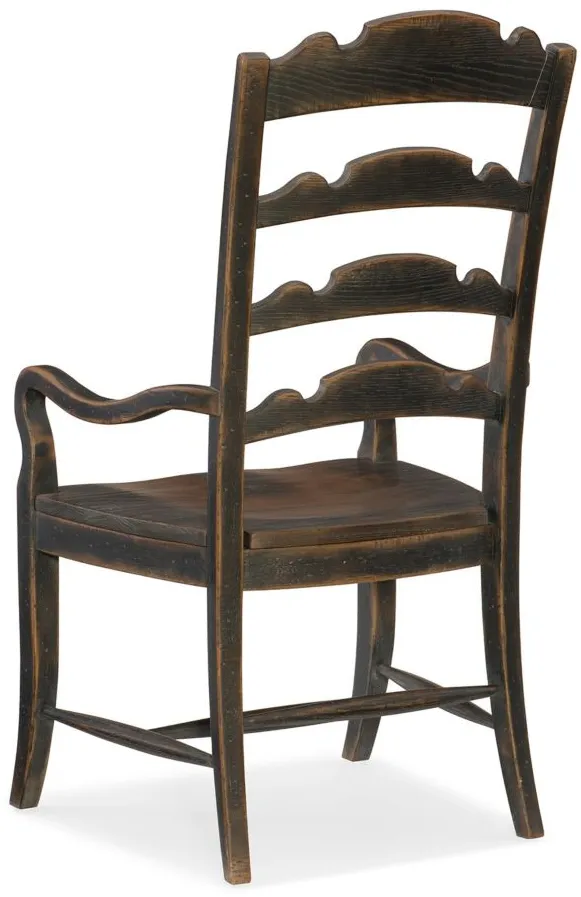 Hill Country Twin Sisters Ladderback Arm Chair - Set of 2 in Black by Hooker Furniture