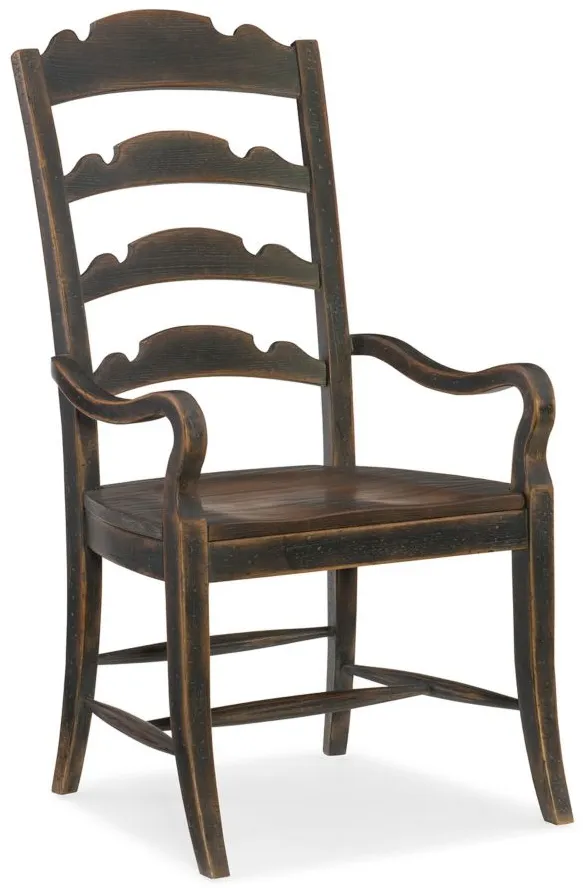 Hill Country Twin Sisters Ladderback Arm Chair - Set of 2 in Black by Hooker Furniture