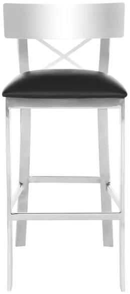 Denis Cross-Back Bar Stool in Black by Safavieh