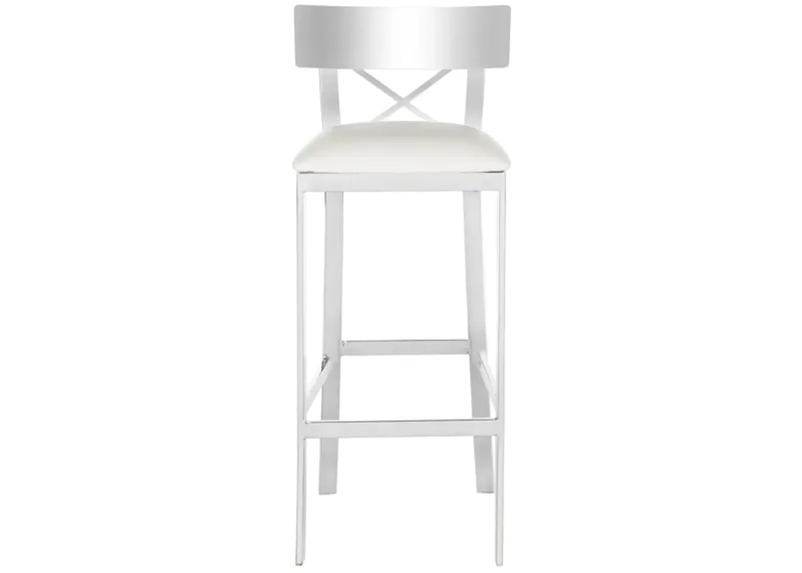 Denis Cross-Back Bar Stool in White by Safavieh