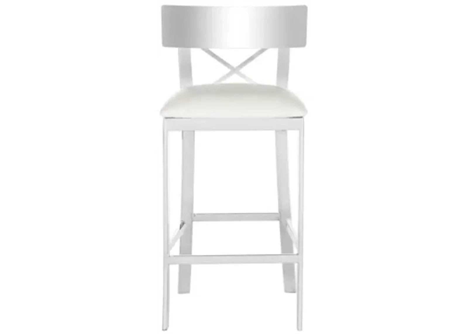 Denis Cross-Back Counter Stool in White by Safavieh