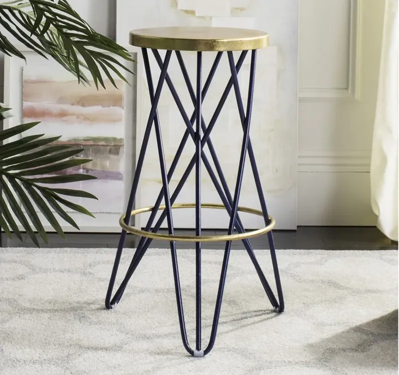 Collin Bar Stool in Navy by Safavieh