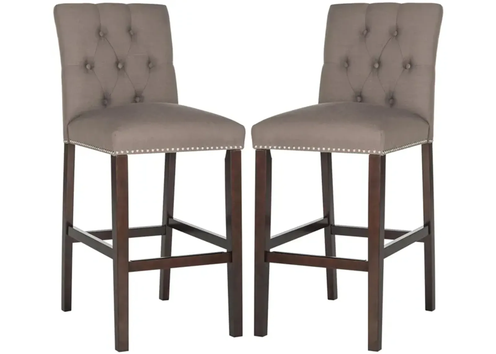 Jones Bar Stool - Set of 2 in Dark Taupe by Safavieh