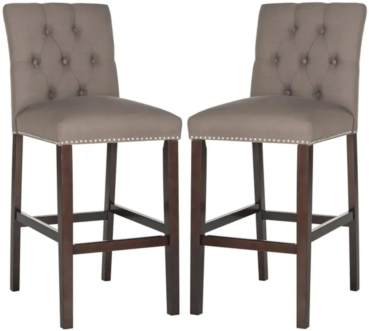 Jones Bar Stool - Set of 2 in Dark Taupe by Safavieh