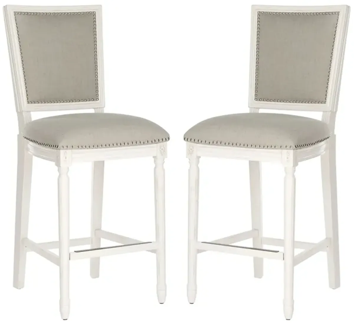 Buchanan Rectangular Bar Stool - Set of 2 in Light Gray by Safavieh