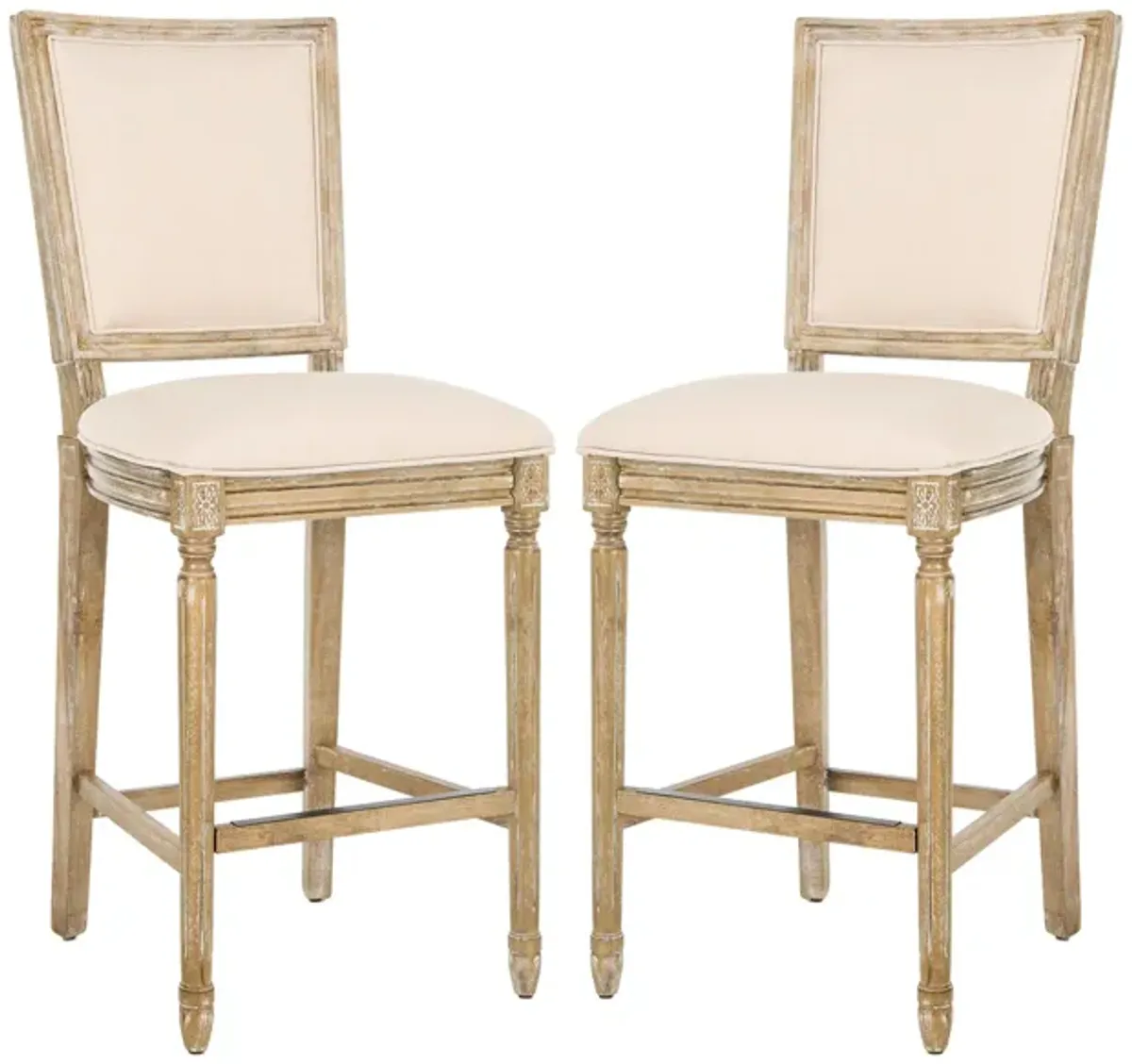 Buchanan Rectangular Bar Stool - Set of 2 in Beige by Safavieh