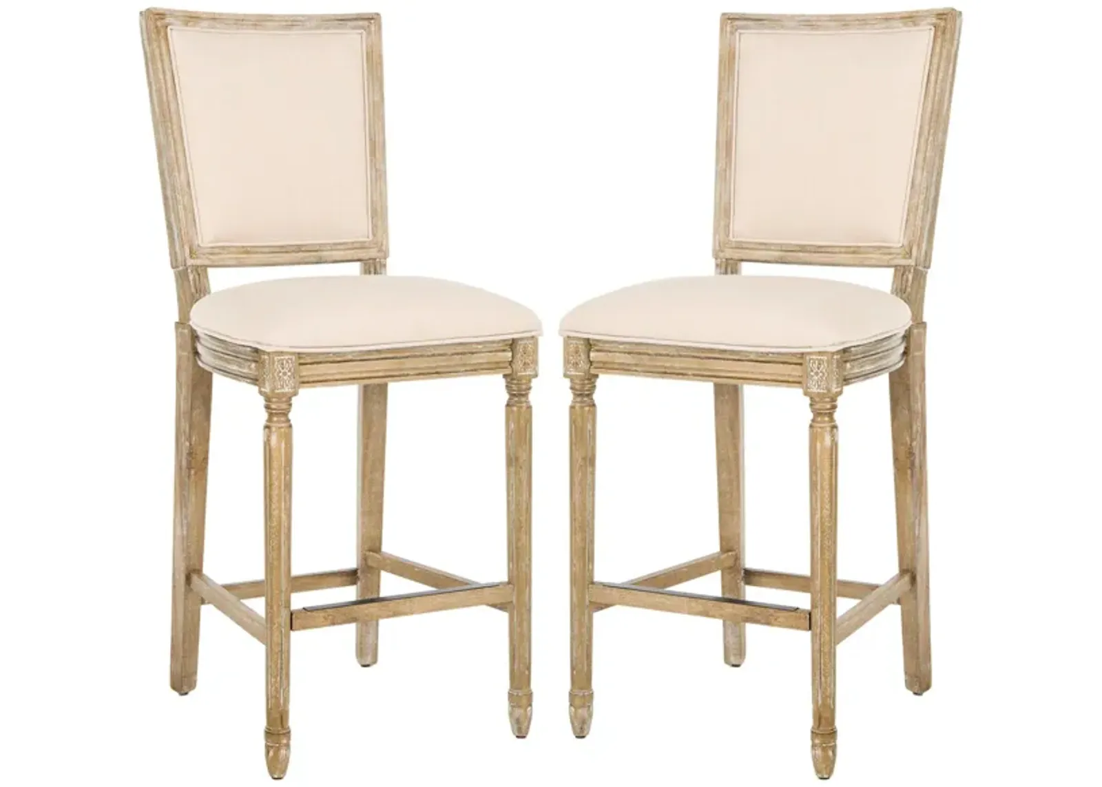 Buchanan Rectangular Bar Stool - Set of 2 in Beige by Safavieh