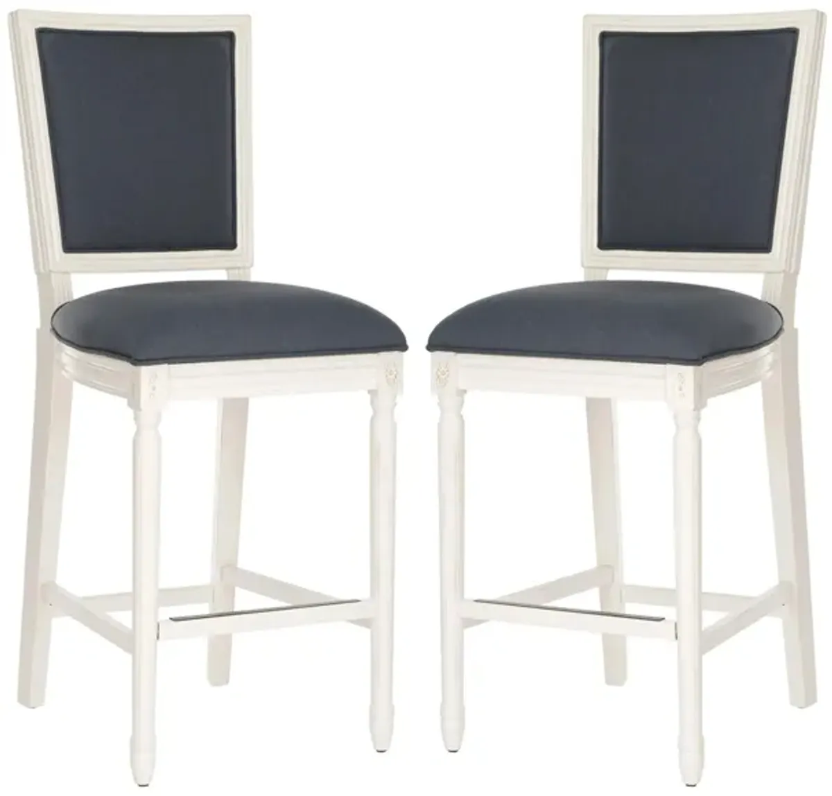 Buchanan Rectangular Bar Stool - Set of 2 in Navy by Safavieh