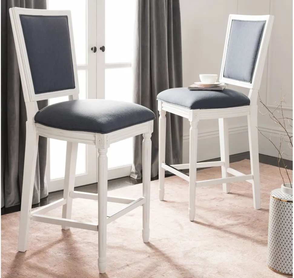 Buchanan Rectangular Bar Stool - Set of 2 in Navy by Safavieh