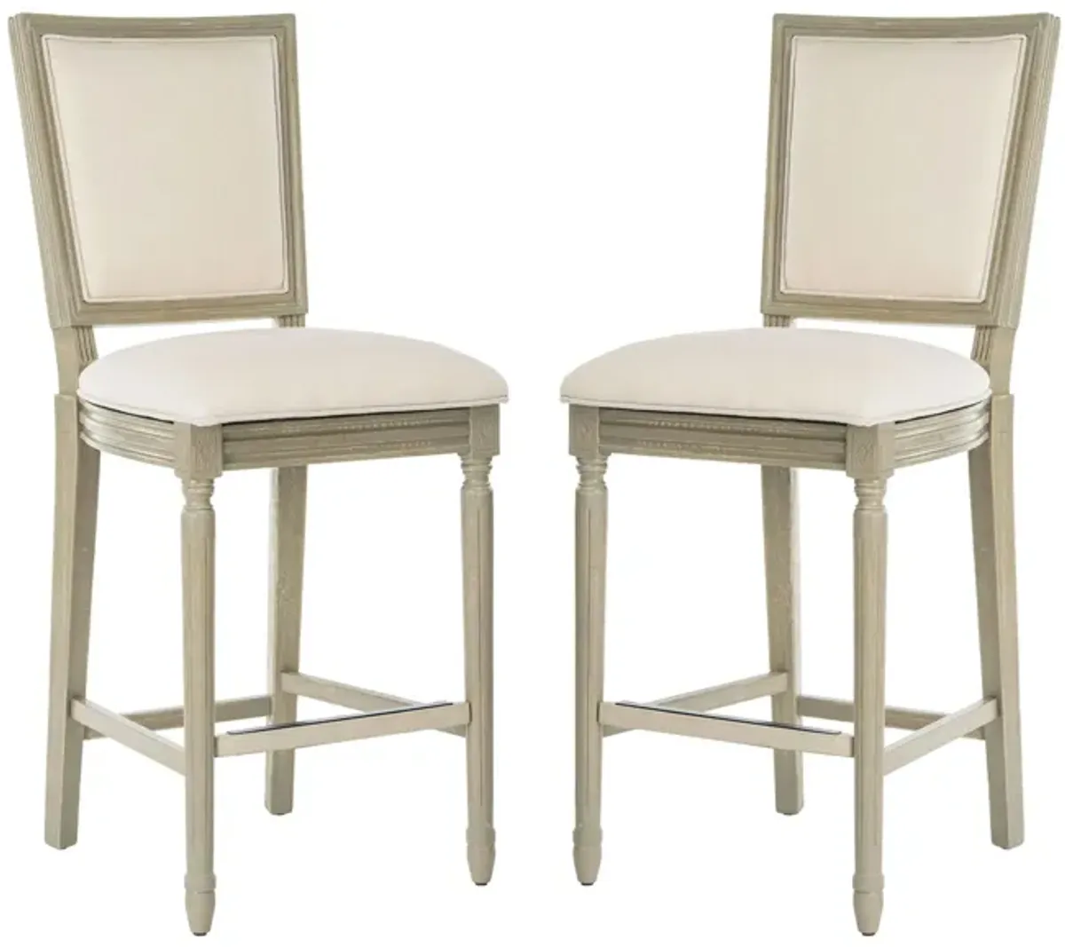 Buchanan Rectangular Bar Stool - Set of 2 in Light Beige by Safavieh