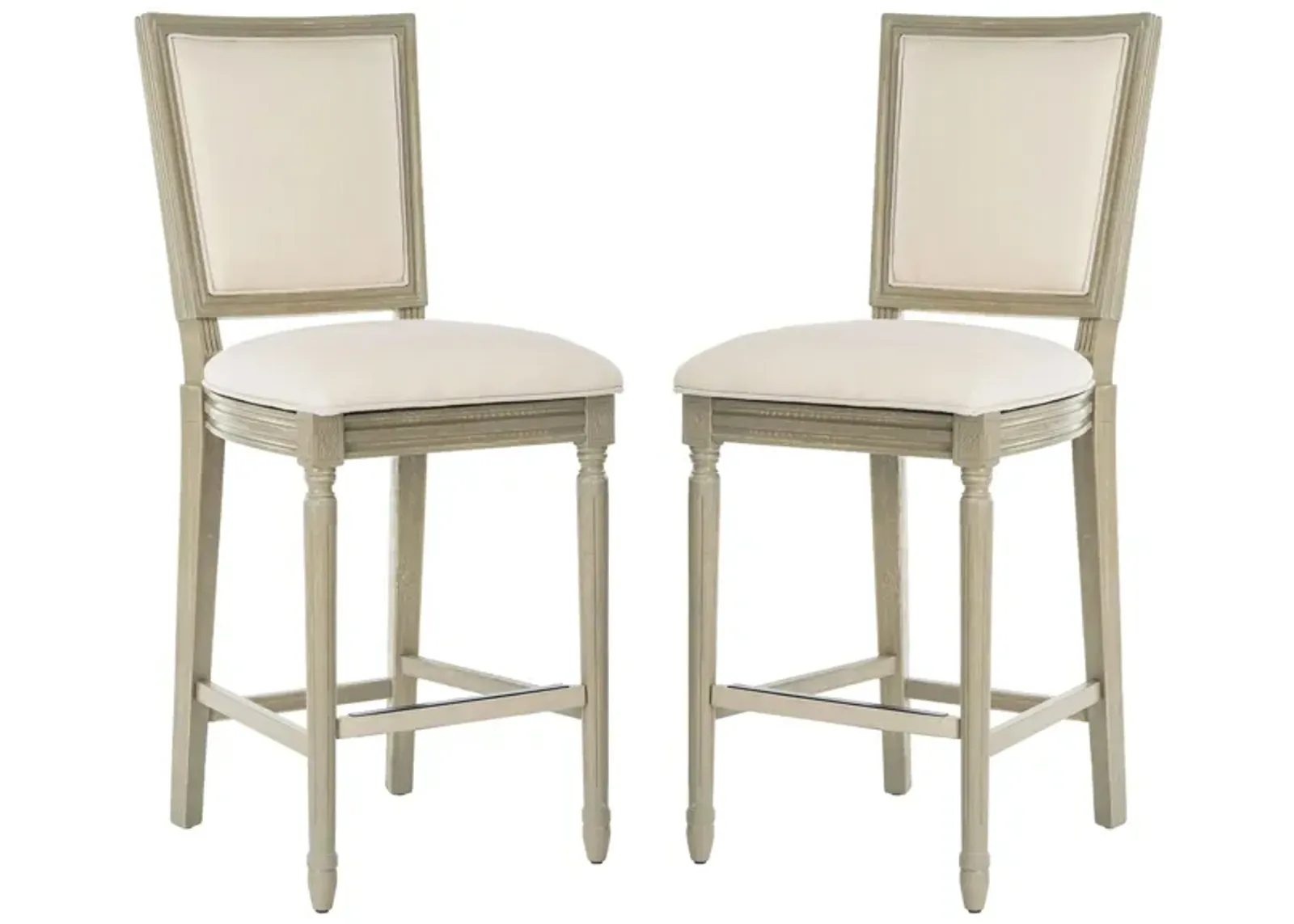 Buchanan Rectangular Bar Stool - Set of 2 in Light Beige by Safavieh