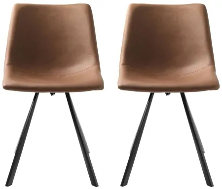 Yukon Dining Chairs- Set of 2 in Tanned Leather by Unique Furniture