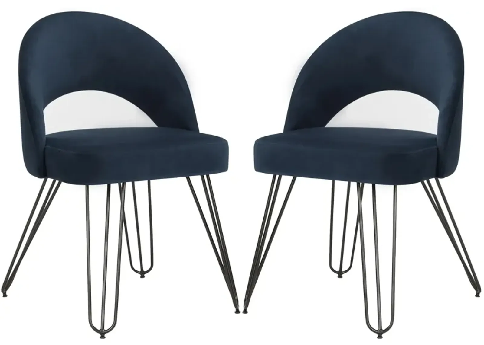 Jasper Side Chair - Set of 2 in Navy Velvet by Safavieh