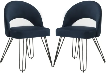 Jasper Side Chair - Set of 2 in Navy Velvet by Safavieh