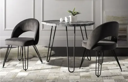 Jasper Side Chair - Set of 2 in Dark Gray Velvet by Safavieh