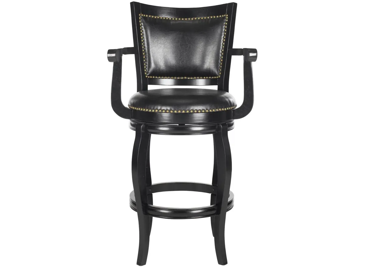 Amanda Swivel Bar Stool in Black by Safavieh