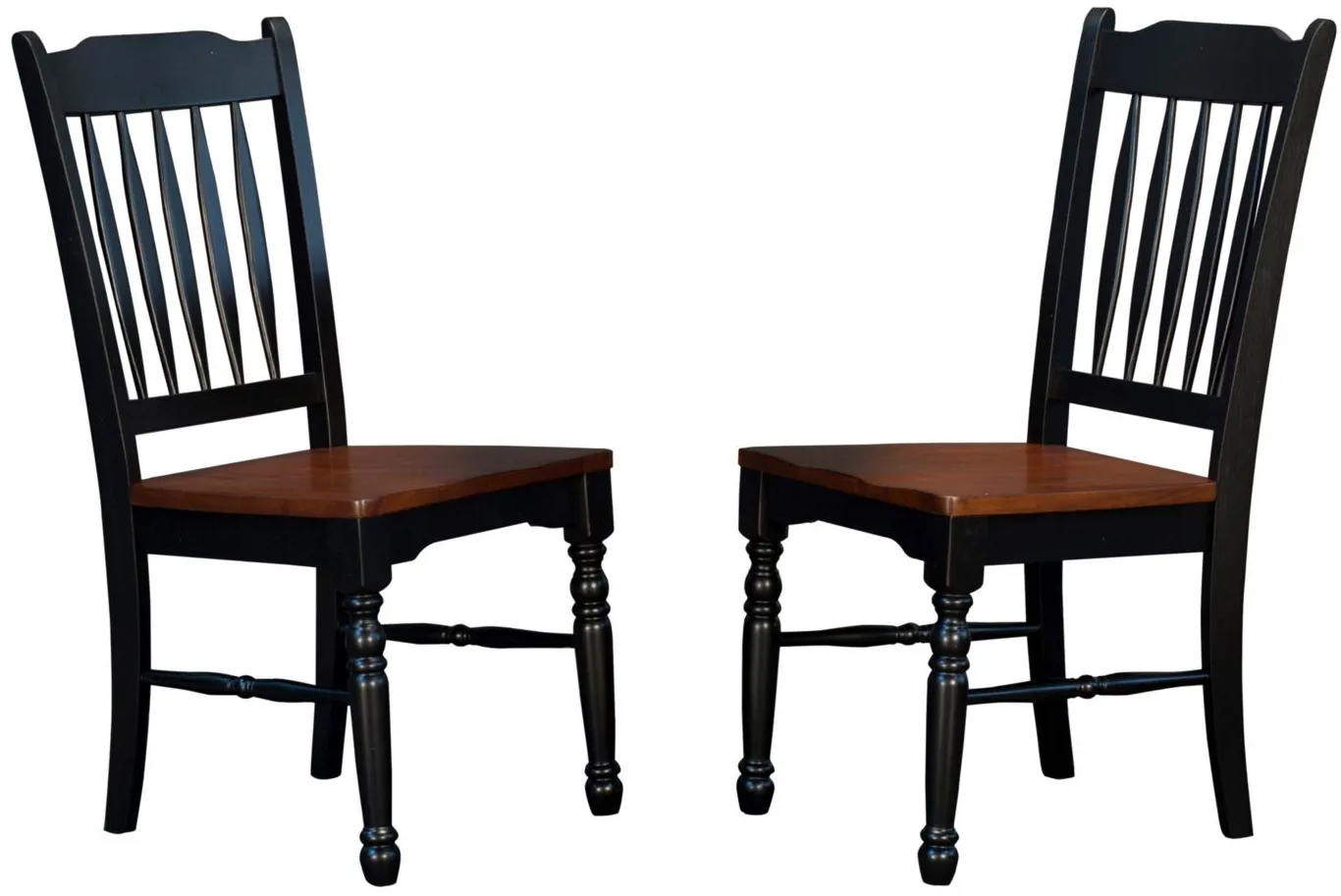 British Isles Slatback Dining Chair - Set of 2 in Oak-Black by A-America