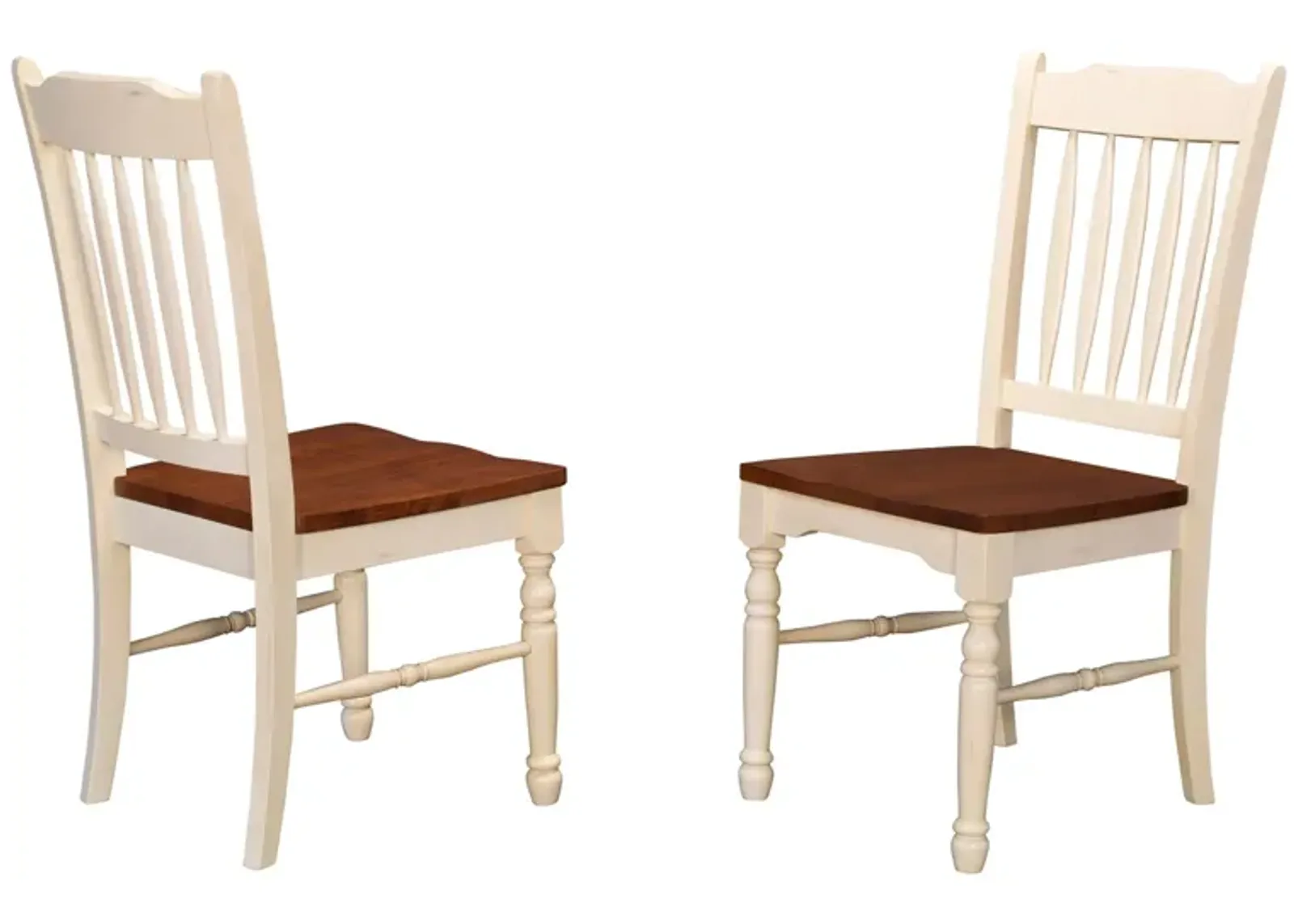 British Isles Slatback Dining Chair - Set of 2 in Merlot-Buttermilk by A-America