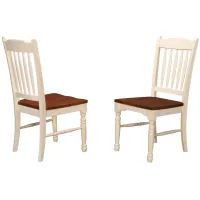 British Isles Slatback Dining Chair - Set of 2 in Merlot-Buttermilk by A-America