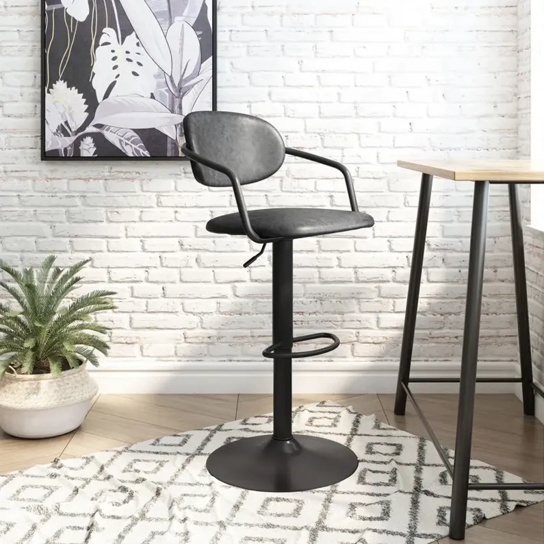 Kirby Bar Stool in Vintage Black, Black by Zuo Modern