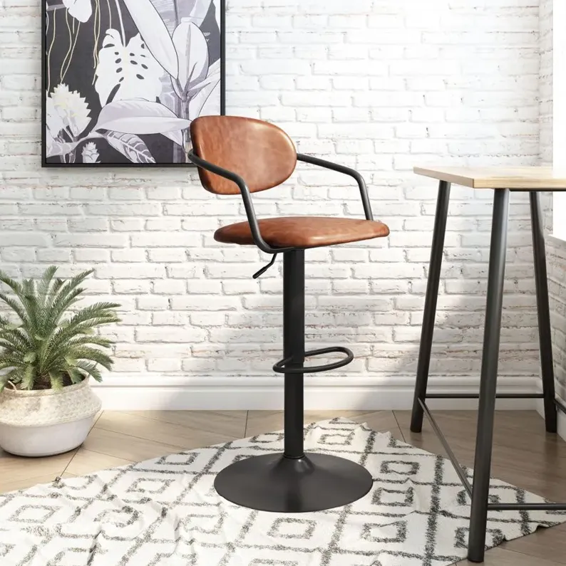 Kirby Bar Stool in Vintage Brown, Black by Zuo Modern