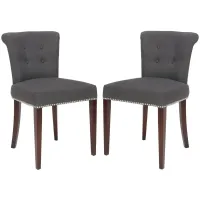Aaron Linen Ring Dining Chair - Set of 2 in Blue by Safavieh
