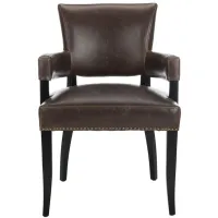 Kerry Dining Arm Chair in Antique Brown by Safavieh
