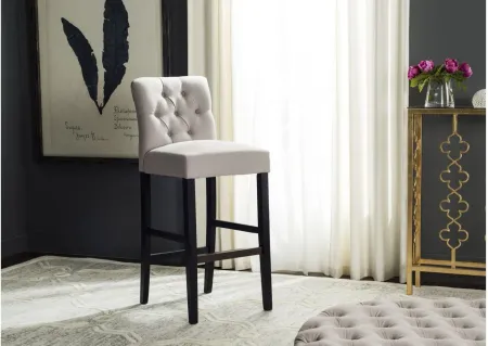 Rex Tufted Bar Stool in Taupe by Safavieh