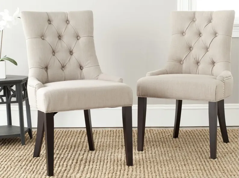 Abby Tufted Dining Chair - Set of 2 in True Taupe by Safavieh