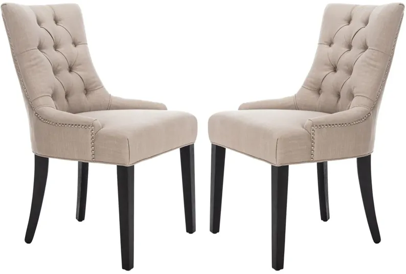 Abby Tufted Dining Chair - Set of 2 in True Taupe by Safavieh