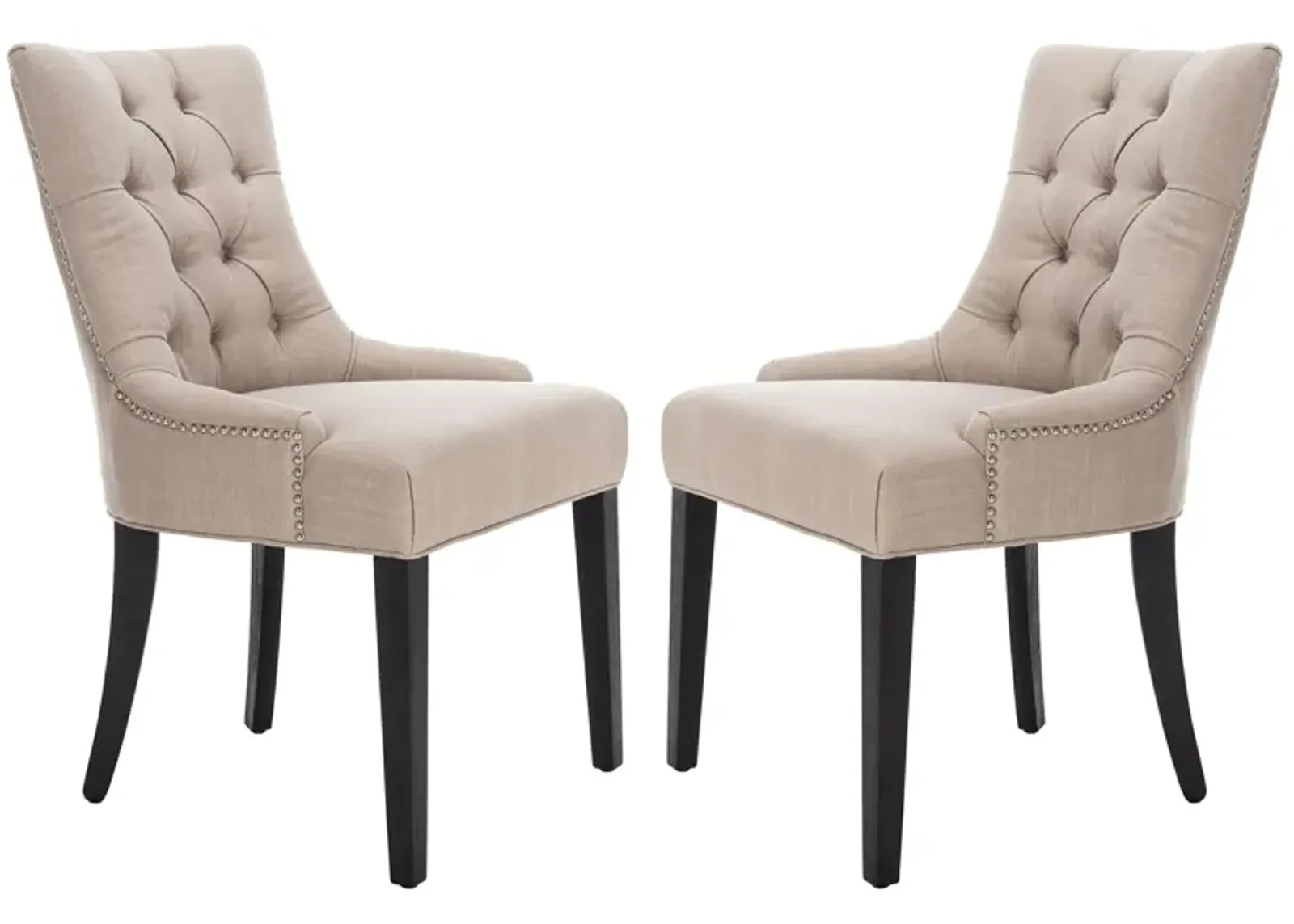 Abby Tufted Dining Chair - Set of 2 in True Taupe by Safavieh