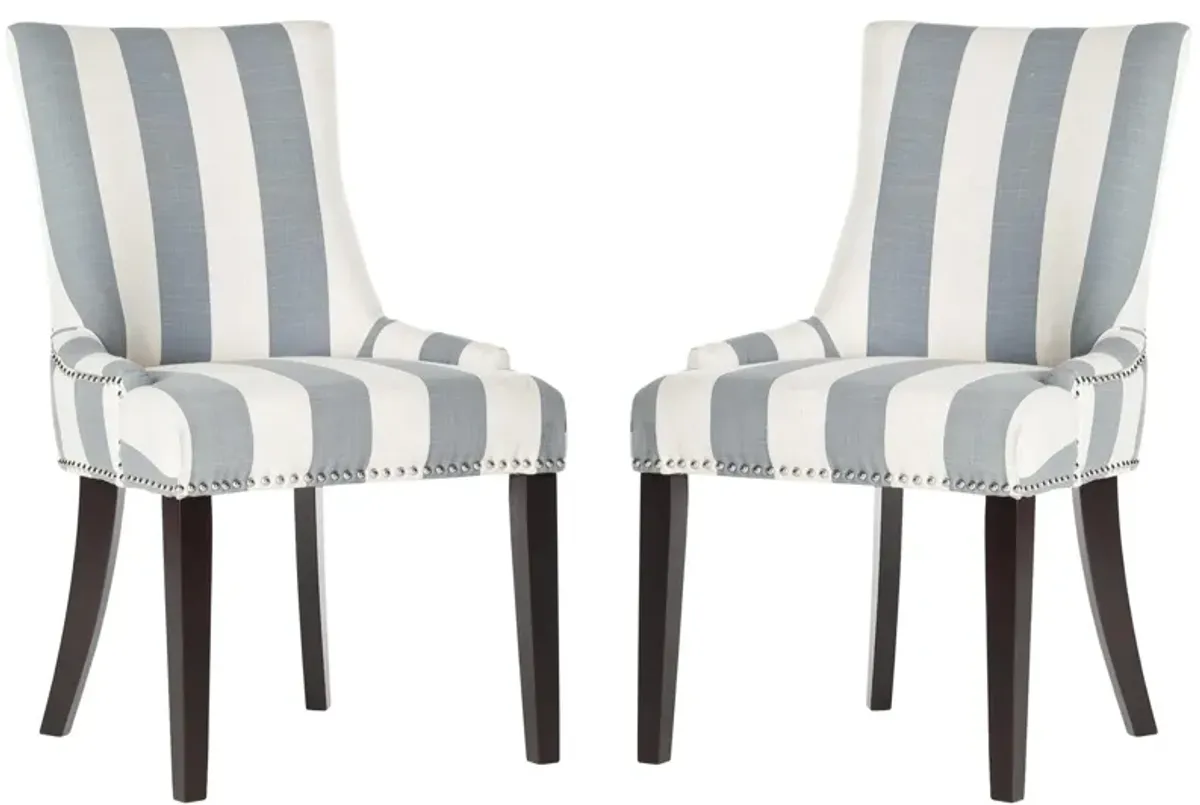 Lester Awning Stripes Dining Chair - Set of 2 in Gray by Safavieh