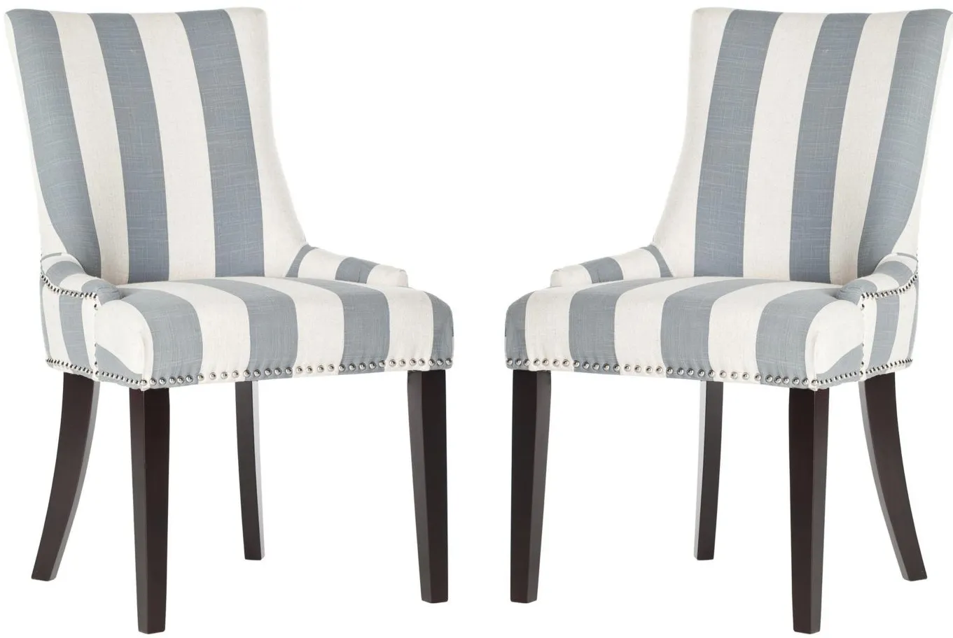 Lester Awning Stripes Dining Chair - Set of 2 in Gray by Safavieh