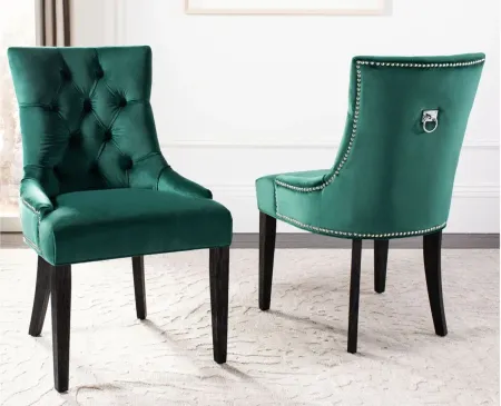 Harlow Tufted Ring Dining Chair - Set of 2 in Emerald by Safavieh