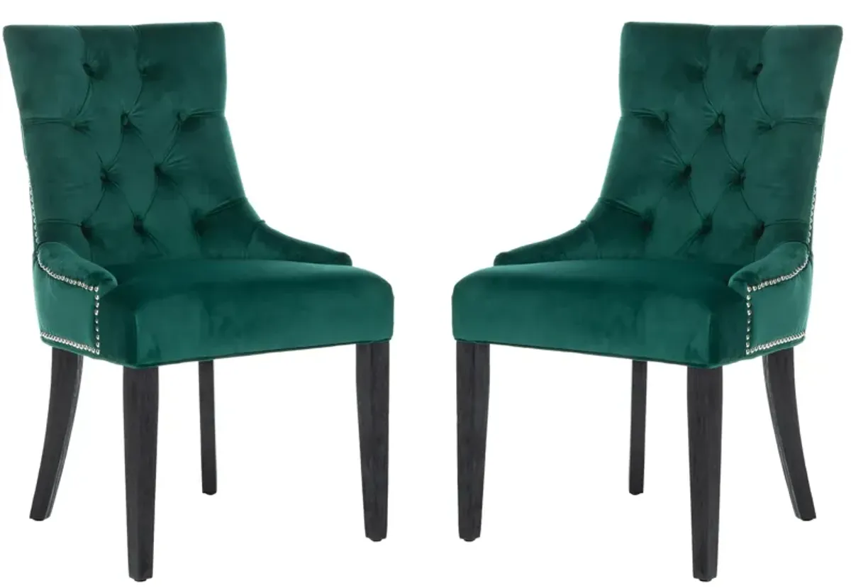 Harlow Tufted Ring Dining Chair - Set of 2 in Emerald by Safavieh