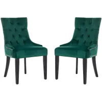 Harlow Tufted Ring Dining Chair - Set of 2 in Emerald by Safavieh