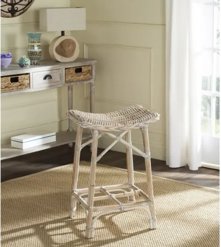 Cagney Wicker Bar Stool in White Washed by Safavieh