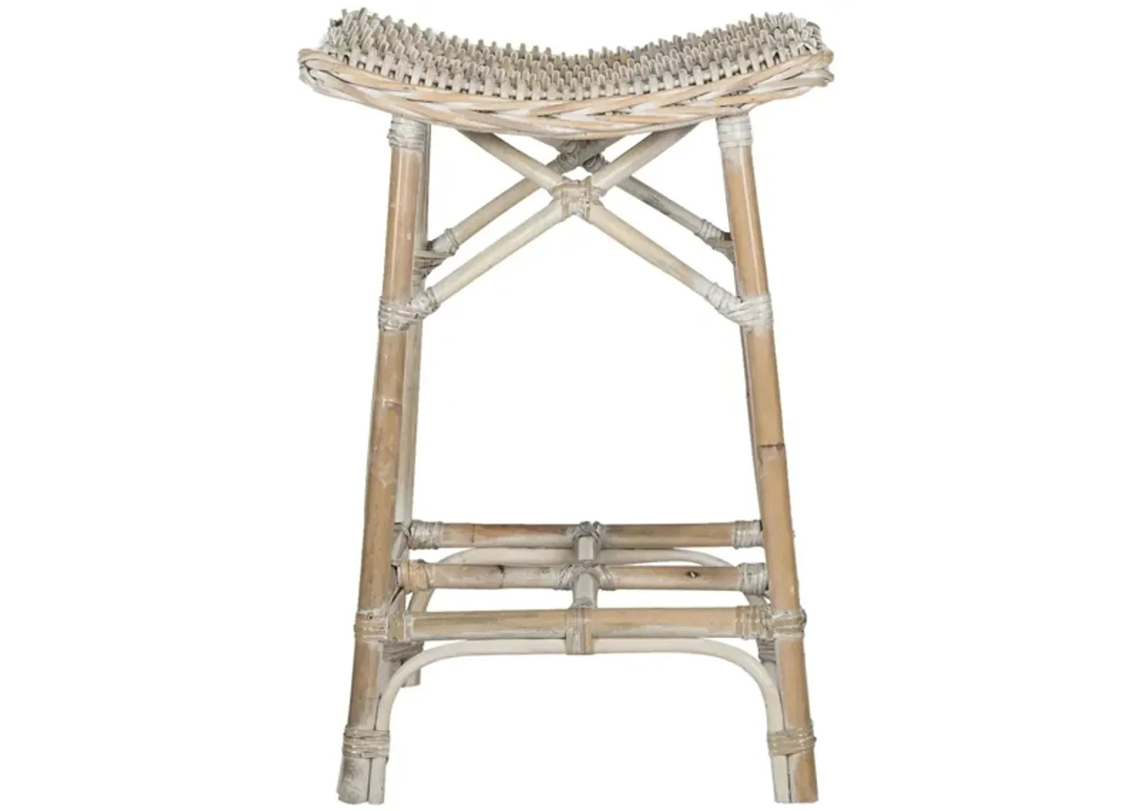 Cagney Wicker Bar Stool in White Washed by Safavieh