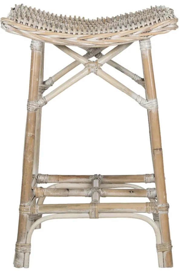 Cagney Wicker Bar Stool in White Washed by Safavieh