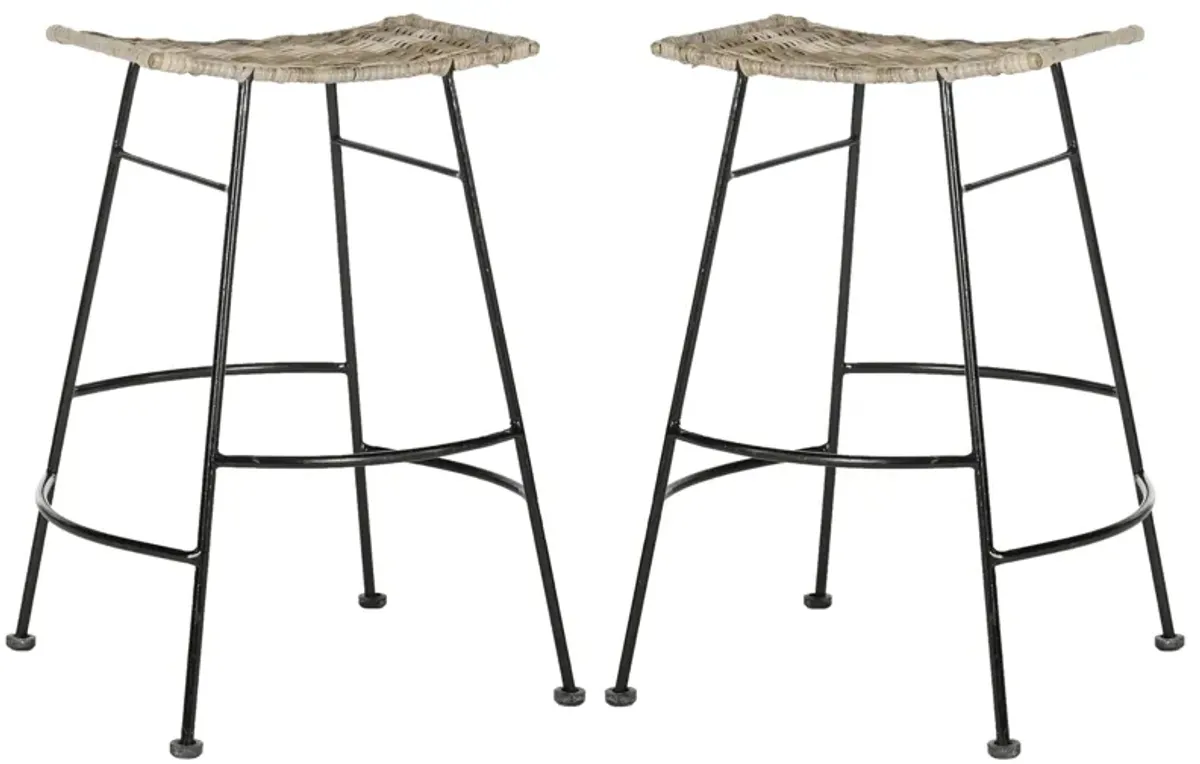 Haley Rattan Seat Counter Stool - Set of 2