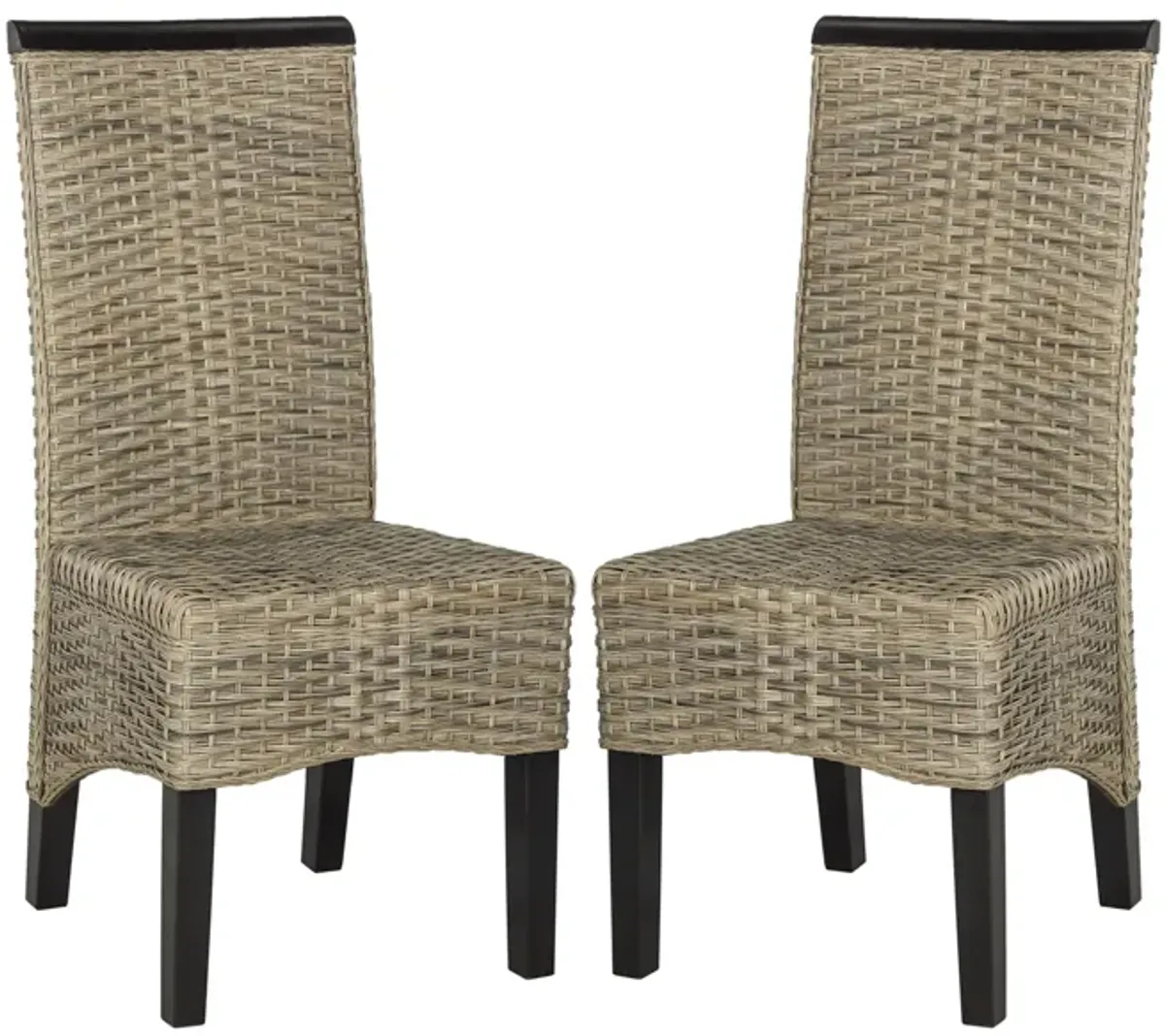 Ember Wicker Dining Chair - Set of 2 in Gray by Safavieh