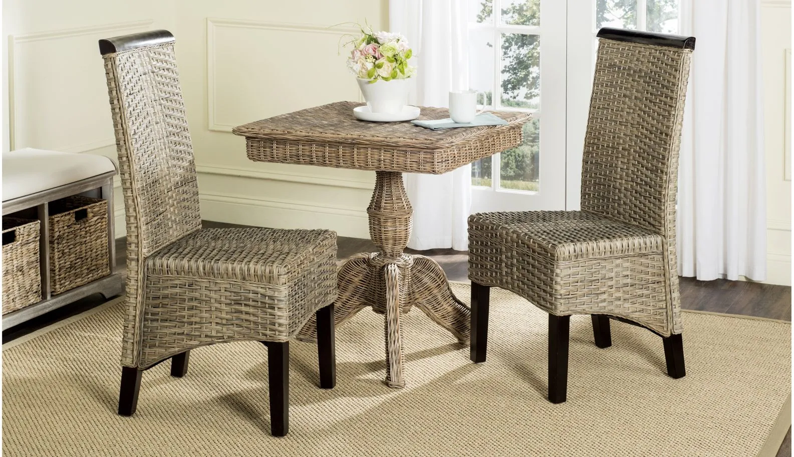 Ember Wicker Dining Chair - Set of 2 in Gray by Safavieh