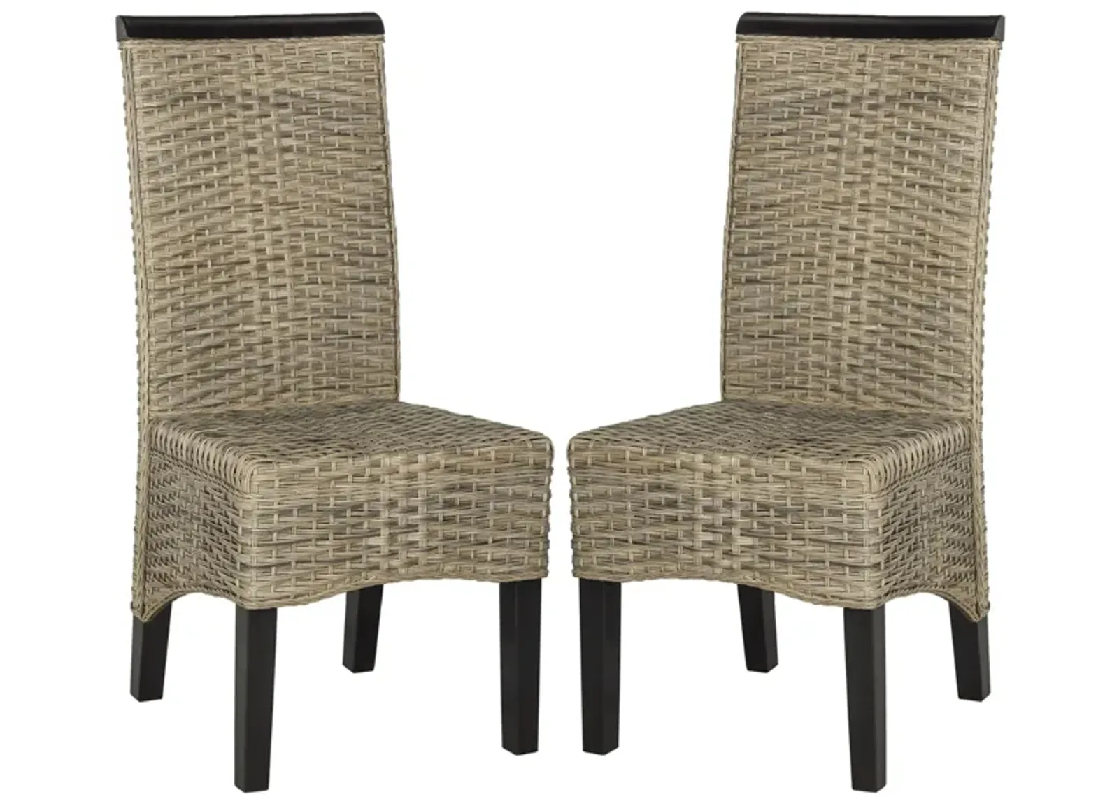 Ember Wicker Dining Chair - Set of 2 in Gray by Safavieh