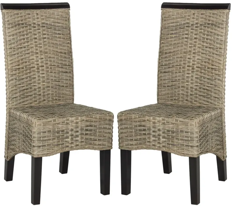 Ember Wicker Dining Chair - Set of 2 in Gray by Safavieh