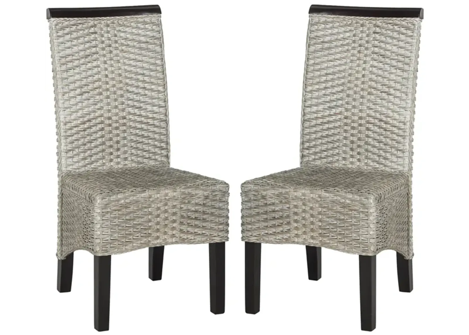 Ember Wicker Dining Chair - Set of 2 in Gray by Safavieh