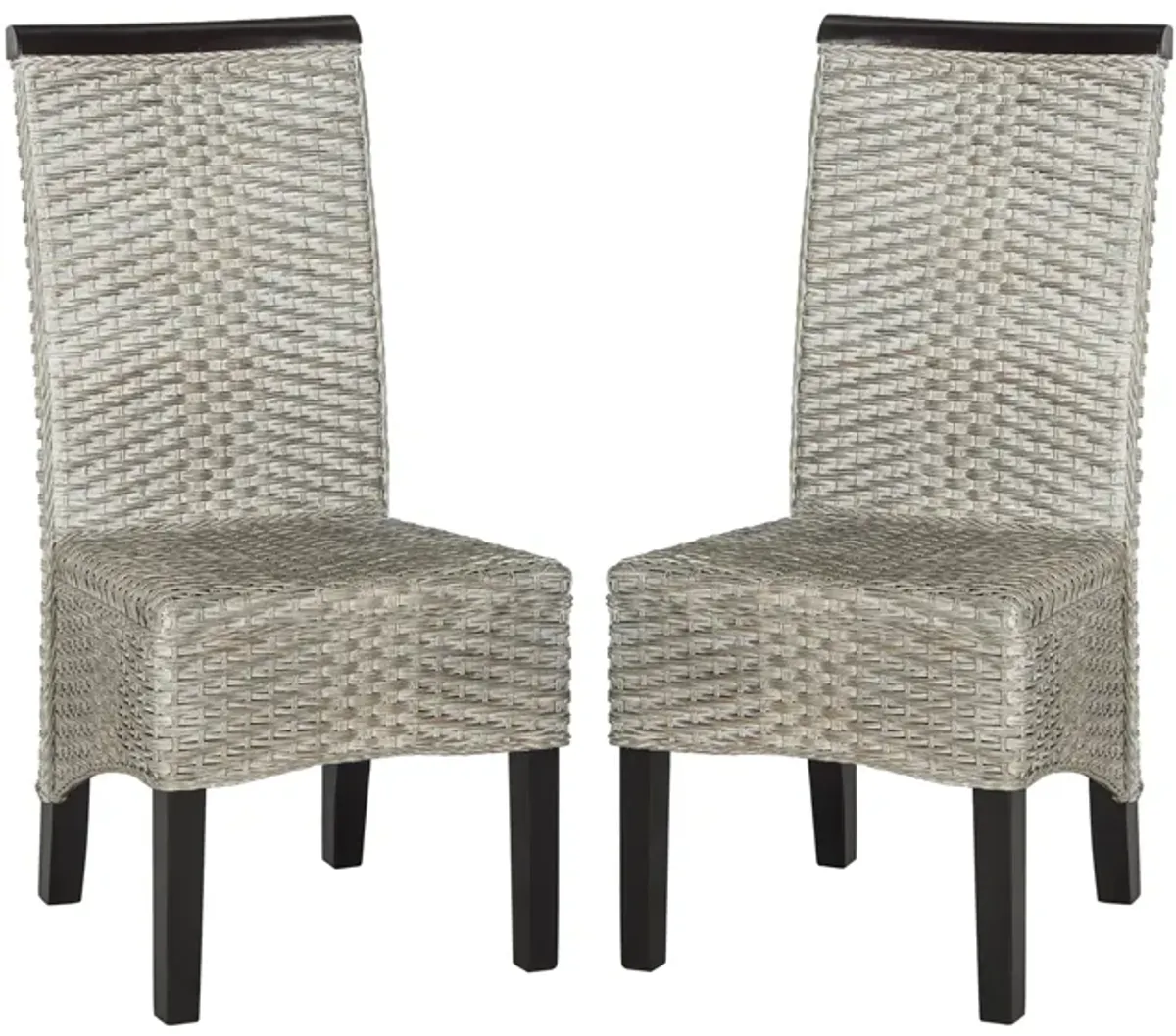 Ember Wicker Dining Chair - Set of 2 in Gray by Safavieh