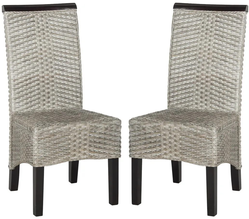 Ember Wicker Dining Chair - Set of 2 in Gray by Safavieh