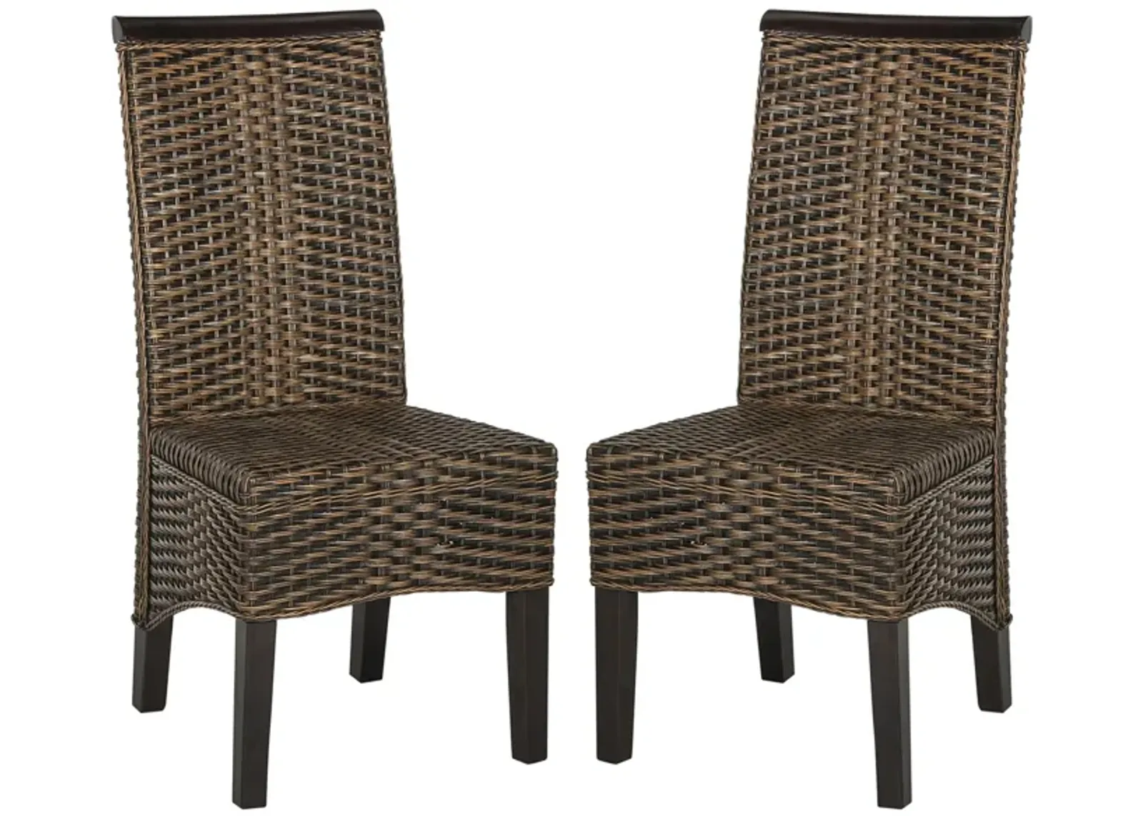 Ember Wicker Dining Chair - Set of 2 in Brown by Safavieh